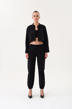 Cep Detaylı Kadın Jogger Pantolon - Siyah