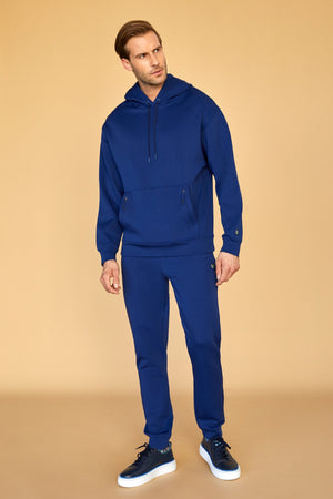 Çift Cepli Detaylı Erkek Hoodie - Lacivert