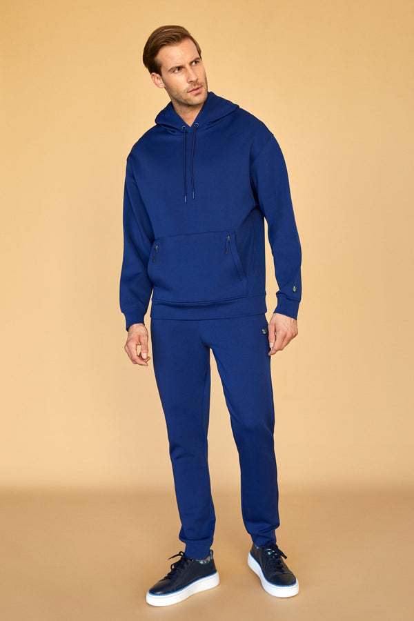 Çift Cepli Detaylı Erkek Hoodie - Lacivert