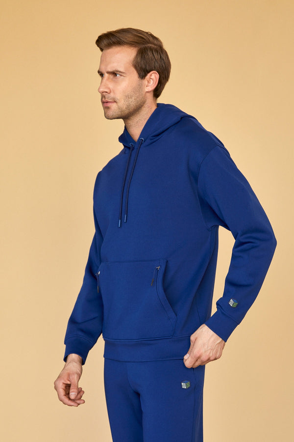 Çift Cepli Detaylı Erkek Hoodie - Lacivert