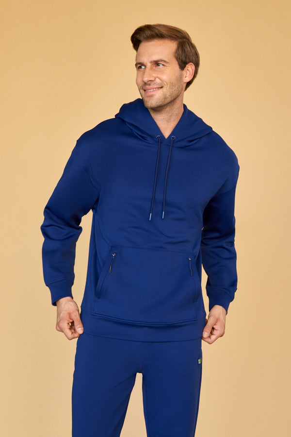 Çift Cepli Detaylı Erkek Hoodie - Lacivert
