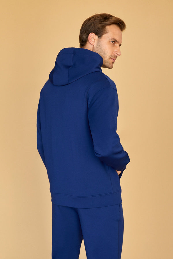 Çift Cepli Detaylı Erkek Hoodie - Lacivert