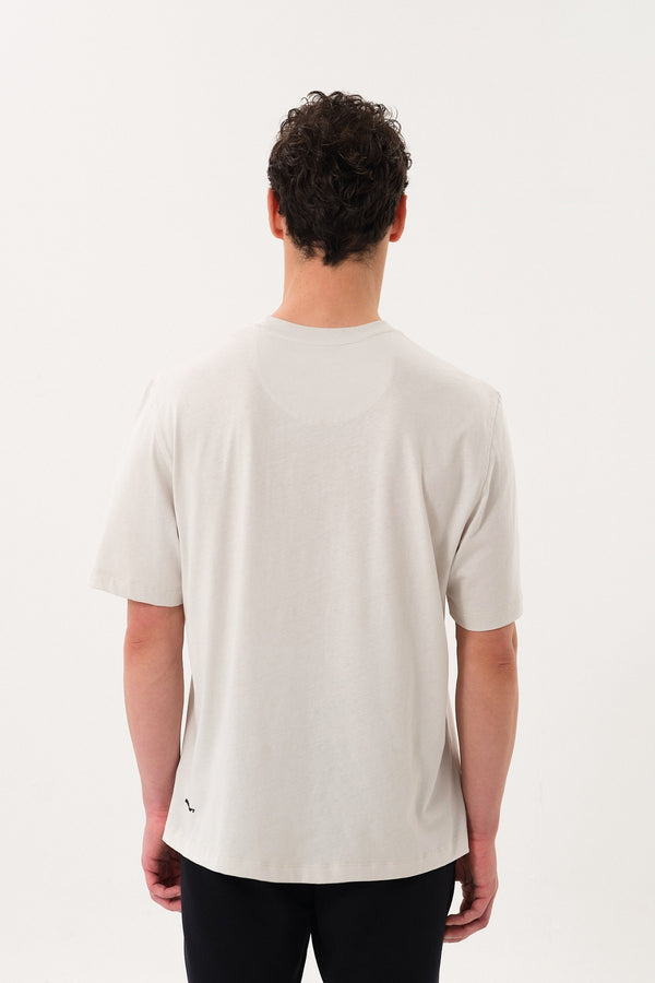 DJ Grafik Baskılı Erkek Oversize Bisiklet Yaka T-shirt Gri