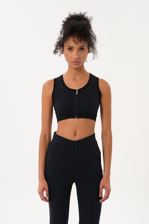 Fermuarlı Kadın Büstiyer Top - Siyah