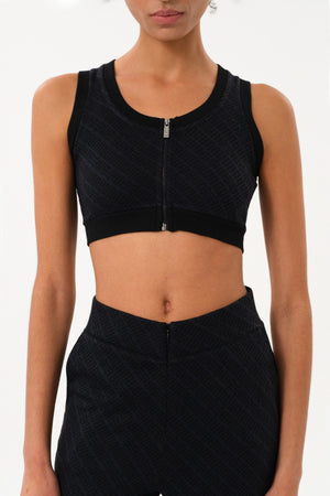 Fermuarlı Kadın Büstiyer Top - Siyah