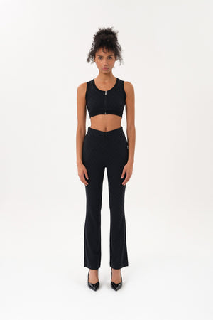 Fermuarlı Kadın Büstiyer Top - Siyah