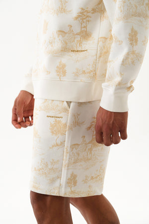 Grafik Baskı Detaylı Erkek Oversize Hoodie Ekru - Bej
