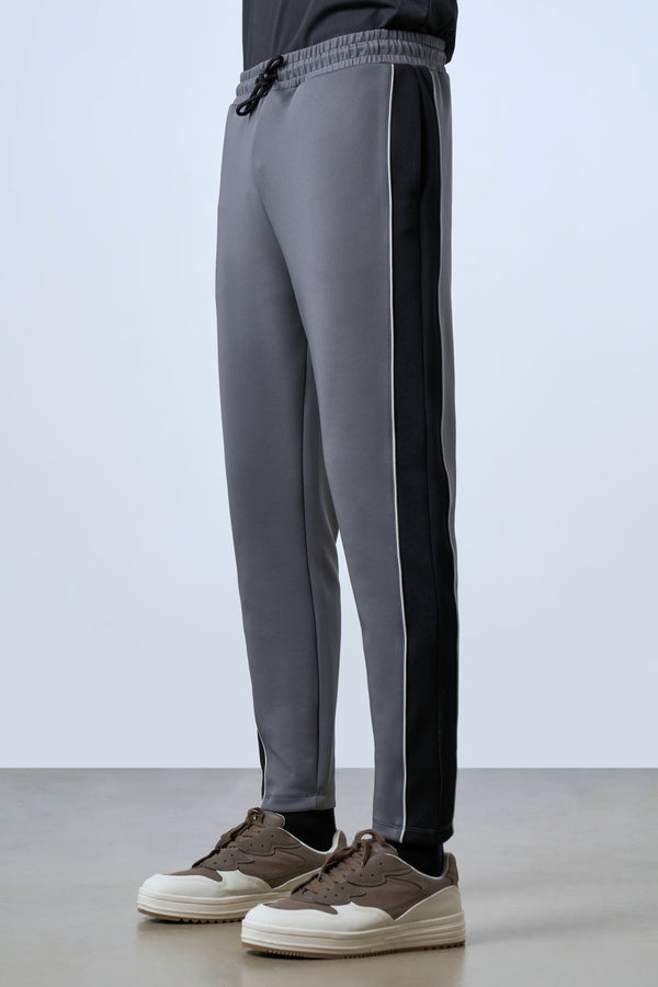 Kontrast Renk Yan Panelli Kordonlu Erkek Eşofman Altı - Antrasit