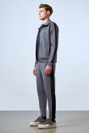 Kontrast Renk Yan Panelli Kordonlu Erkek Eşofman Altı - Antrasit