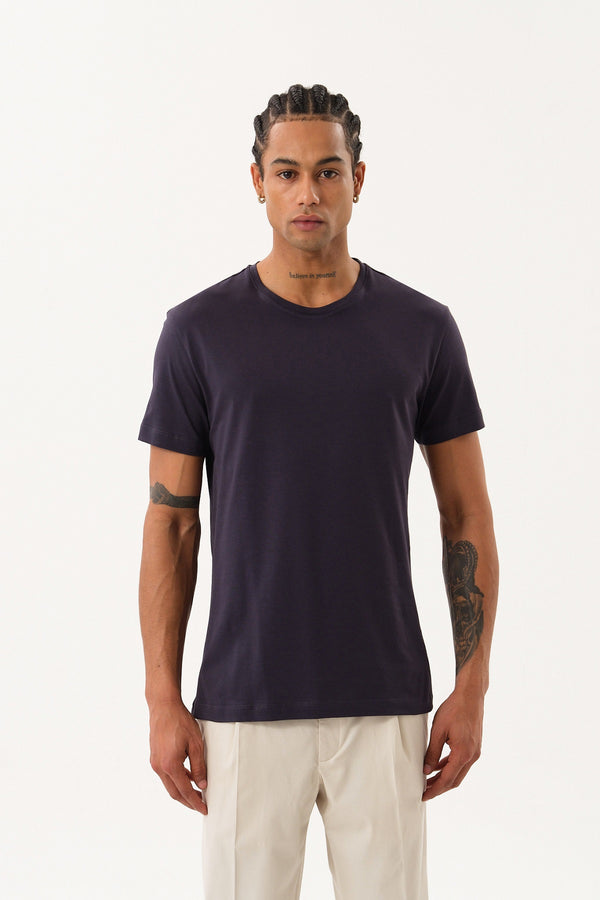 Slim Fit Erkek Bisiklet Yaka Basic T-shirt - Antrasit
