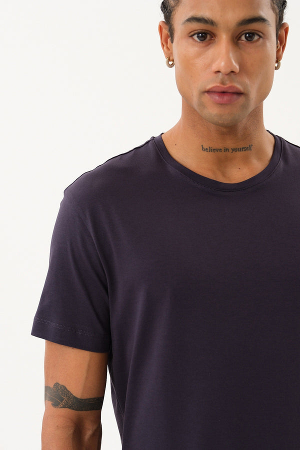 Slim Fit Erkek Bisiklet Yaka Basic T-shirt - Antrasit