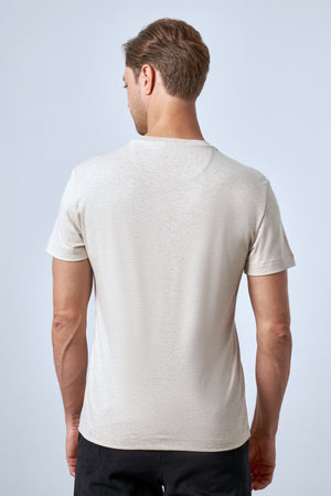 Slim Fit Erkek Bisiklet Yaka T-shirt - Bej Melanj