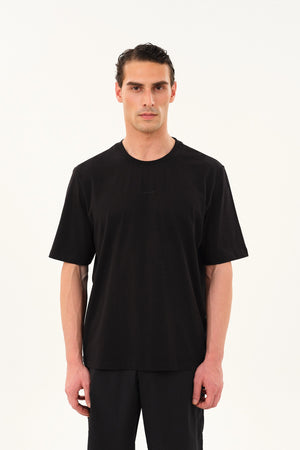 Sportempt İmzalı Oversize Erkek Bisiklet Yaka T-shirt - Siyah