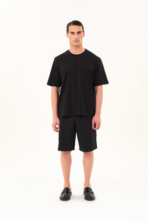 Sportempt İmzalı Oversize Erkek Bisiklet Yaka T-shirt - Siyah