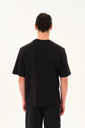 Sportempt İmzalı Oversize Erkek Bisiklet Yaka T-shirt - Siyah