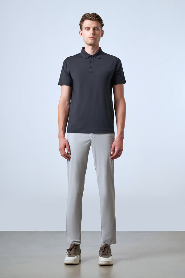 Teknik Kumaşlı Erkek Golf Polo - Siyah