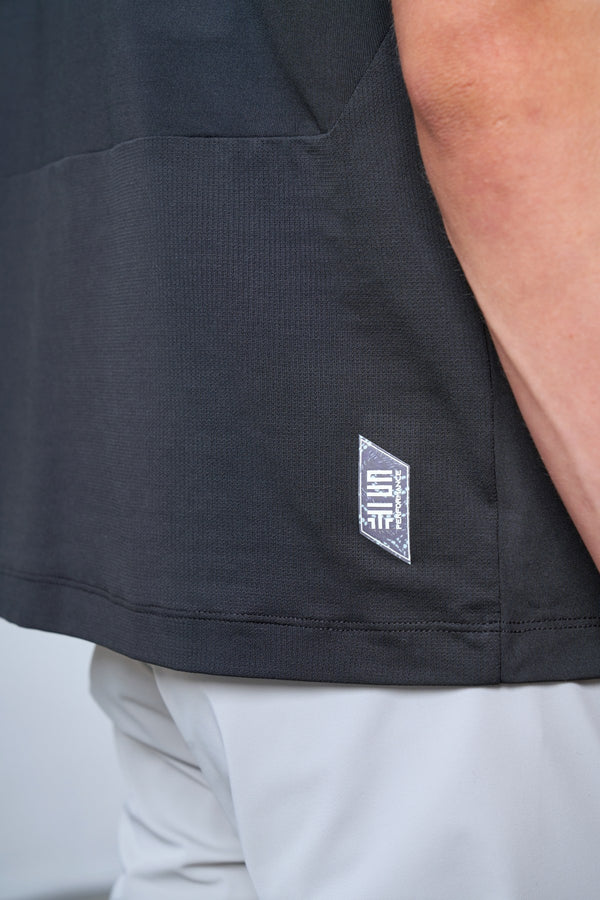 Teknik Kumaşlı Erkek Golf Polo - Siyah