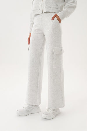 Wide-Leg  Kadın Kargo Cep Pantolon - Gri