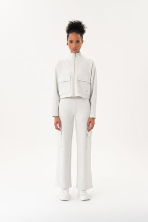 Wide-Leg  Kadın Kargo Cep Pantolon - Gri
