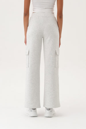 Wide-Leg  Kadın Kargo Cep Pantolon - Gri