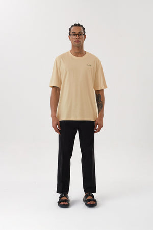 Wild Horse Grafik Baskılı Oversize Bisiklet Yaka T-shirt - Bej